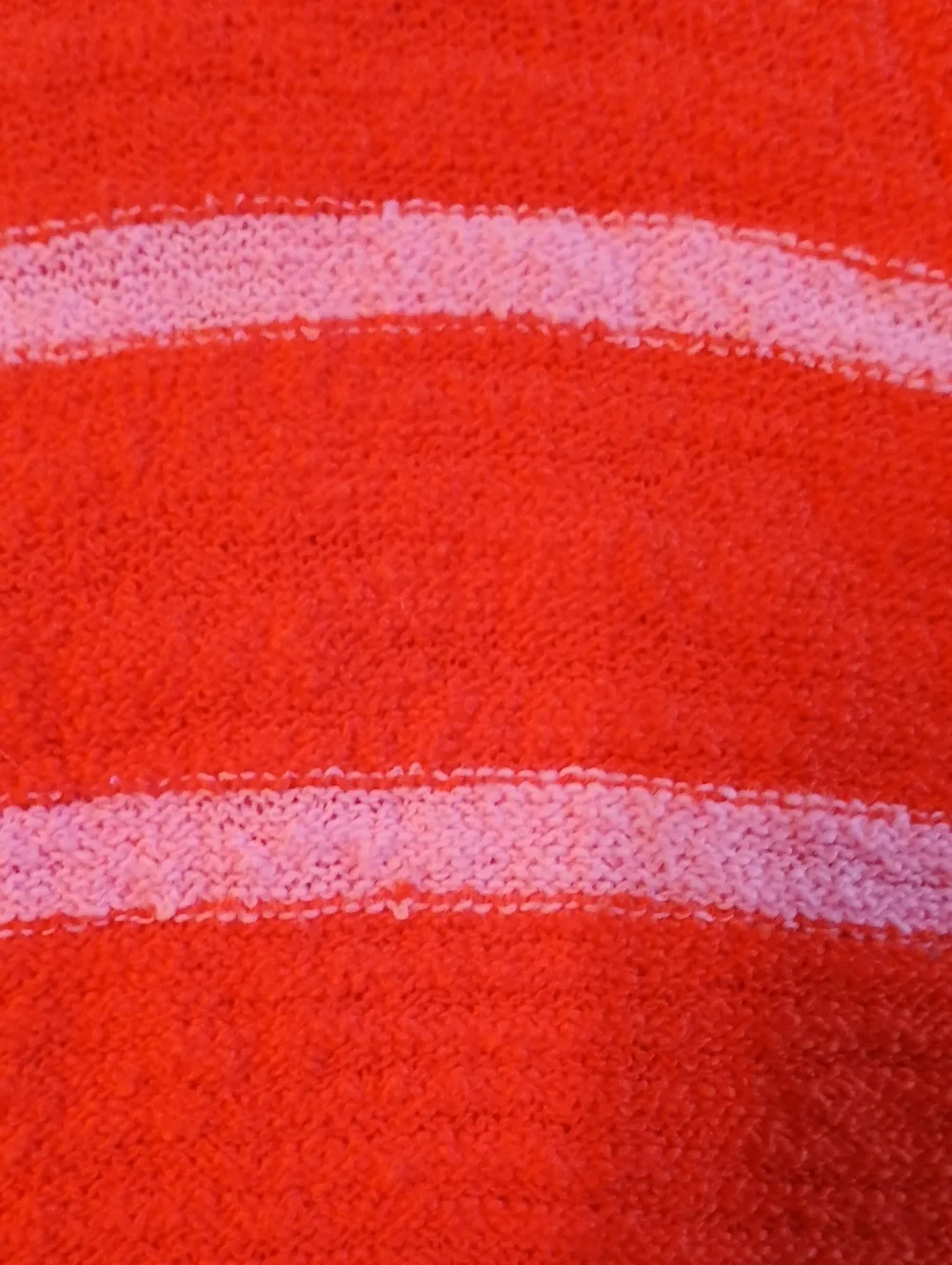 LOFT Coral & Light Pink Striped V-Neck Button Light Sweater Knit Pullover Small